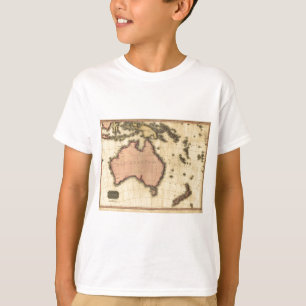 Camiseta Mapa da Australásia de 1818 - Austrália, Nova Zelâ