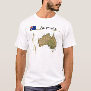 Camiseta Mapa Da Austrália + Sinalizador + Título T-Shirt