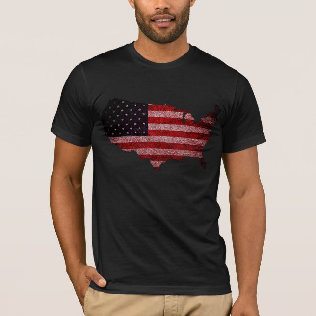 Camiseta Mapa da Bandeira Americana (Frente)