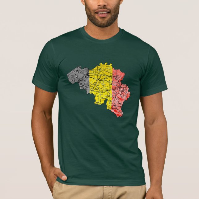 Camiseta Mapa da Bandeira da Bélgica (Frente)