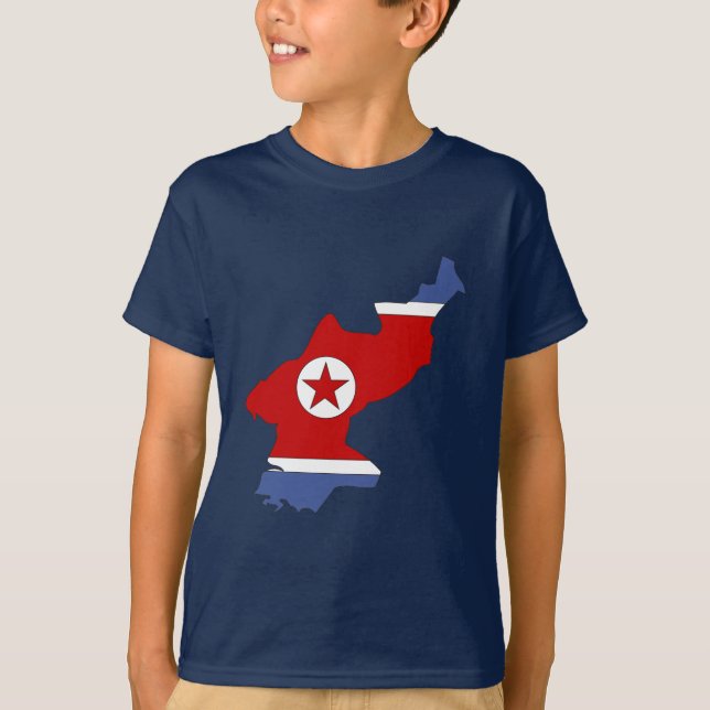 Camiseta Mapa da bandeira da Coreia do Norte (Frente)