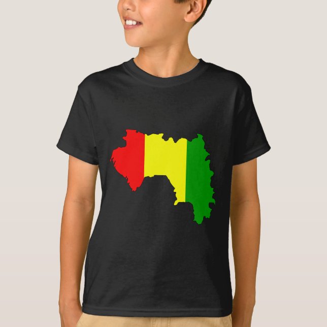 Camiseta Mapa da bandeira da Guiné (Frente)
