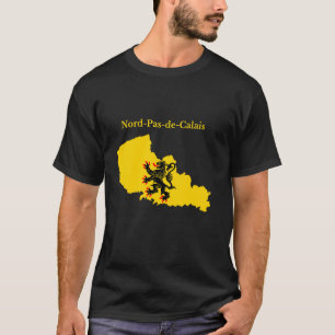 Camiseta Mapa da bandeira da Nord-Pas-de-Calais, região fra