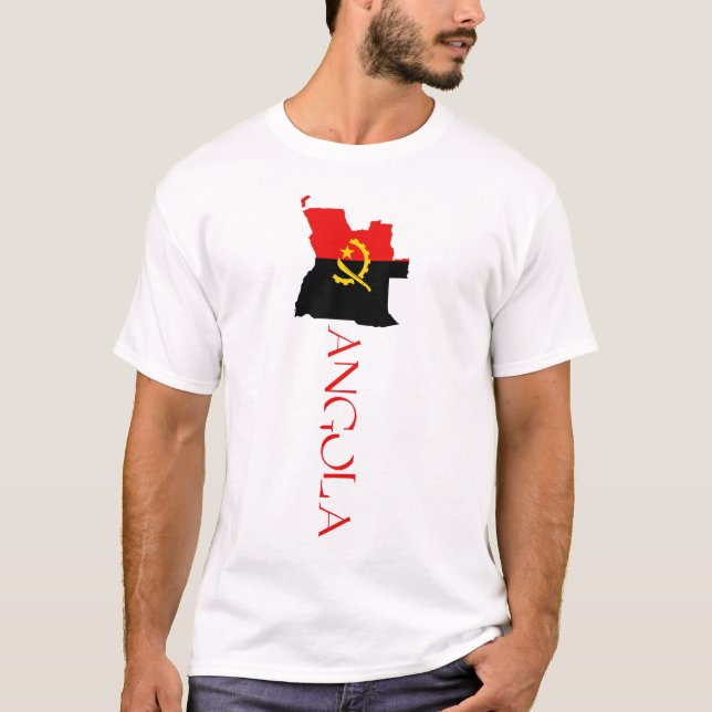 Camiseta Mapa da Bandeira de Angola (Frente)