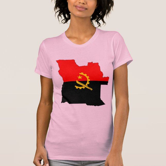 Camiseta Mapa da bandeira de Angola (Frente)