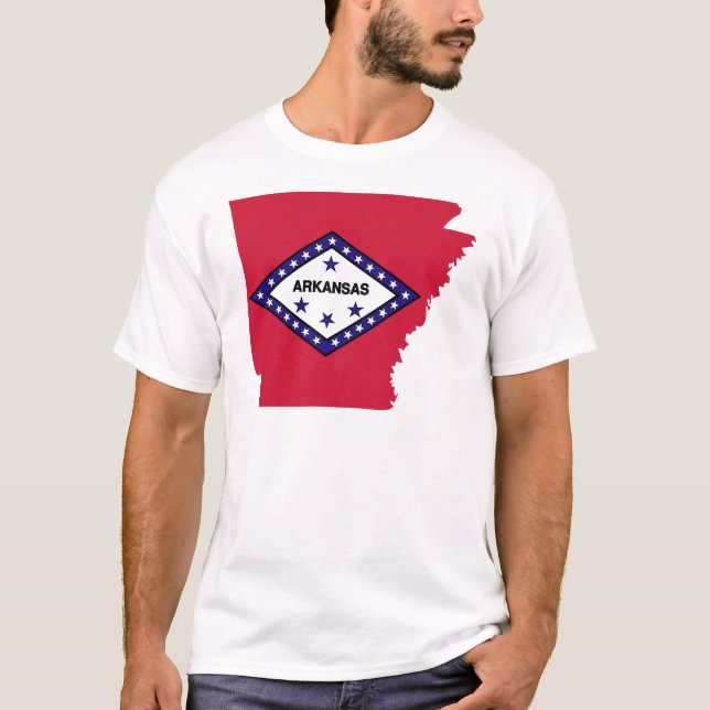 Camiseta Mapa da bandeira de Arkansas (Frente)