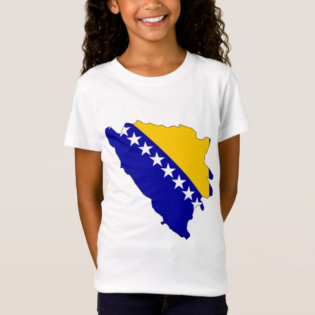 Camiseta Mapa da bandeira de Bósnia - de Herzegovina sem (Frente)