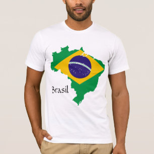 Camiseta mapa da bandeira de Brasil