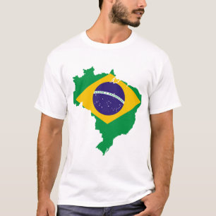 Camiseta mapa da bandeira de Brasil