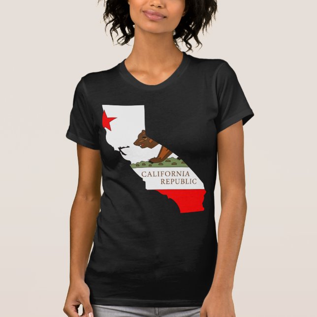 Camiseta Mapa da bandeira de Califórnia (Frente)