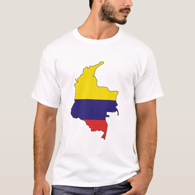 Camiseta Mapa da bandeira de Colômbia (Frente)