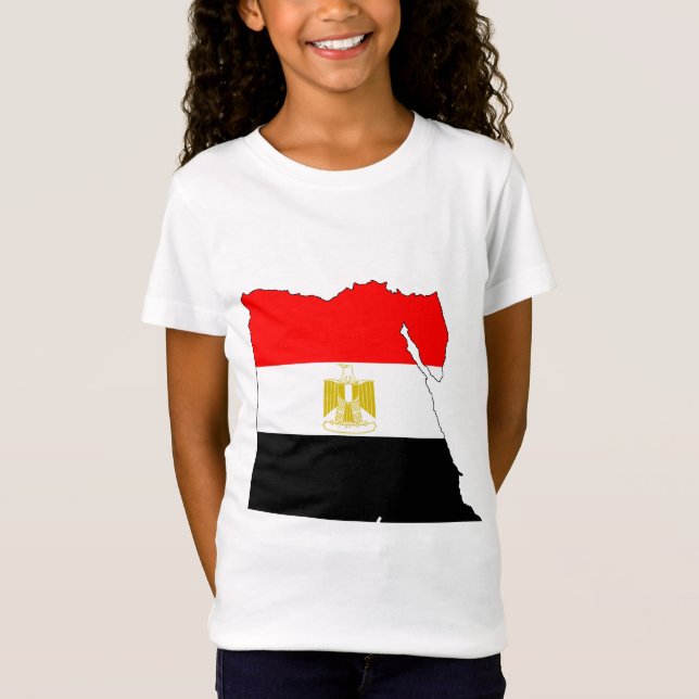 Camiseta Mapa da bandeira de Egipto sem redução (Frente)