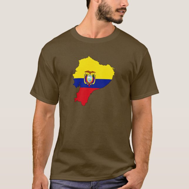 Camiseta Mapa da bandeira de Equador (Frente)