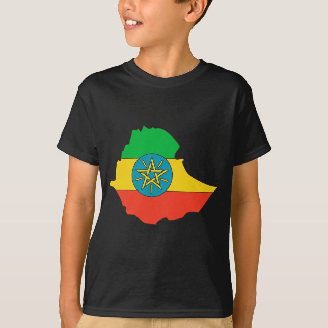 Camiseta Mapa da bandeira de Etiópia (Frente)