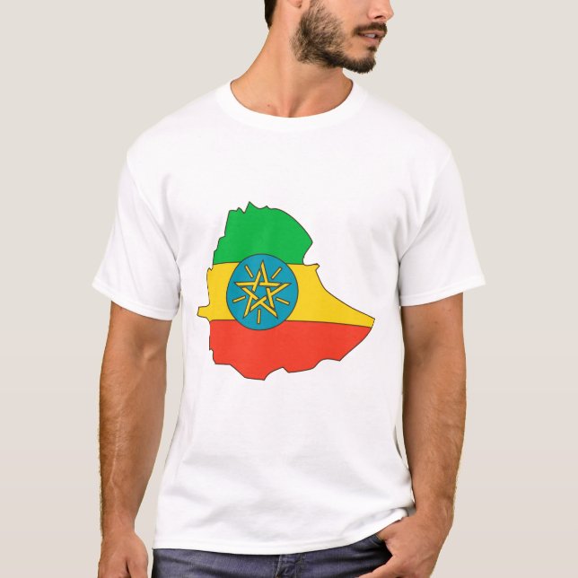 Camiseta Mapa da bandeira de Etiópia (Frente)