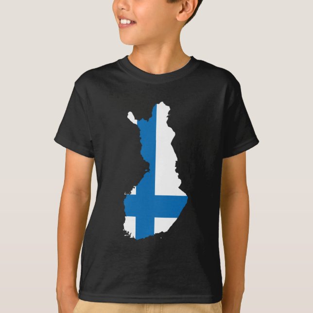 Camiseta Mapa da bandeira de Finlandia (Frente)