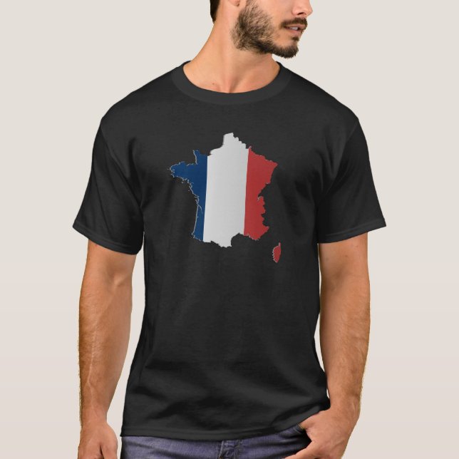 Camiseta Mapa da bandeira de France (Frente)