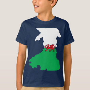 Camiseta Mapa da bandeira de Galês