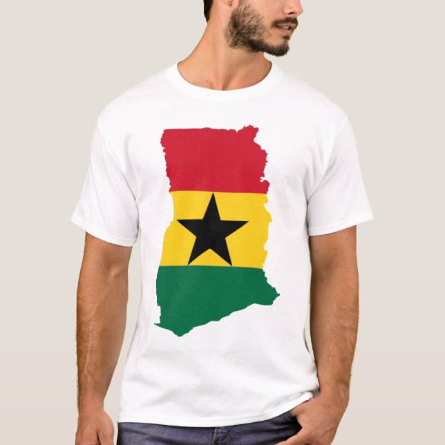 Camiseta Mapa da bandeira de Ghana (Frente)
