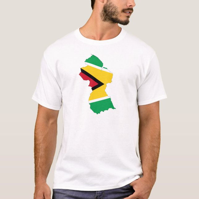 Camiseta Mapa da bandeira de Guyana (Frente)