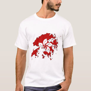 Camiseta Mapa da bandeira de Hong Kong