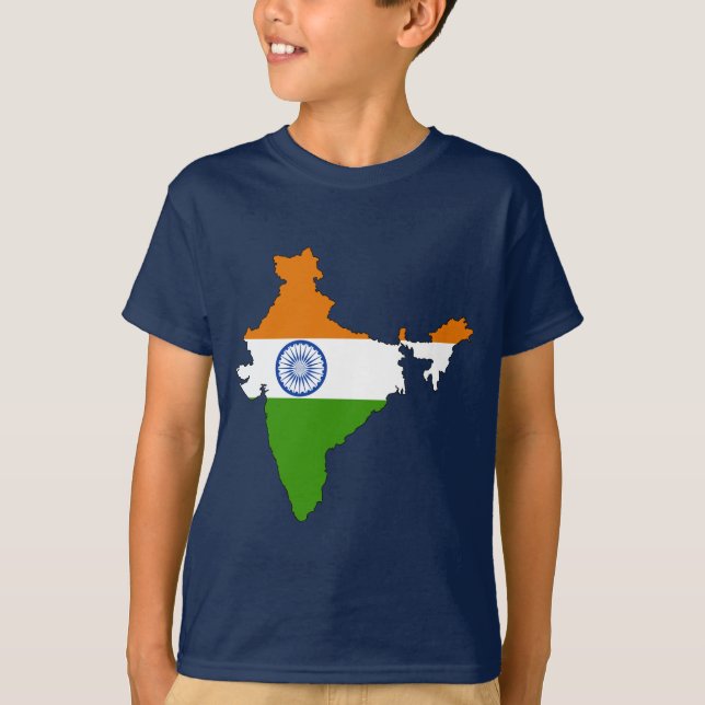 Camiseta Mapa da bandeira de India (Frente)