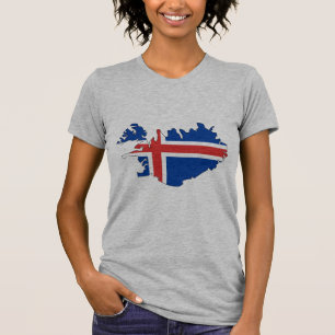 Camiseta Mapa da bandeira de Islândia