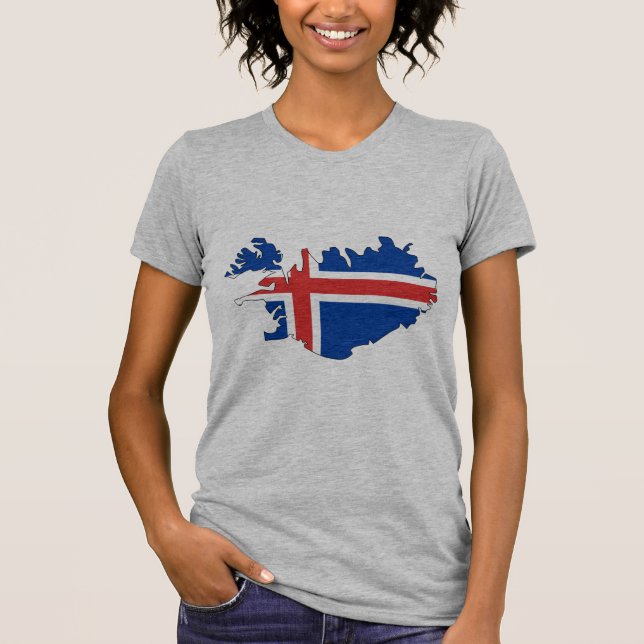 Camiseta Mapa da bandeira de Islândia (Frente)