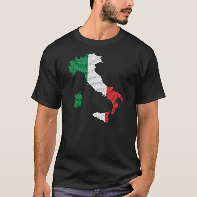 Camiseta Mapa da bandeira de Italia (Frente)