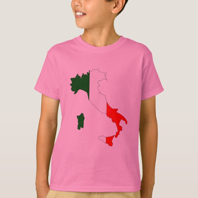 Camiseta Mapa da bandeira de Italia (Frente)