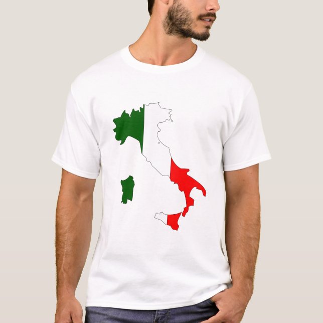 Camiseta Mapa da bandeira de Italia (Frente)