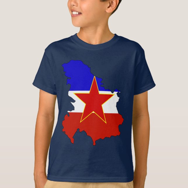 Camiseta Mapa da bandeira de Jugoslávia (Frente)