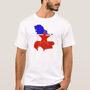 Camiseta Mapa da bandeira de Jugoslávia sem redução