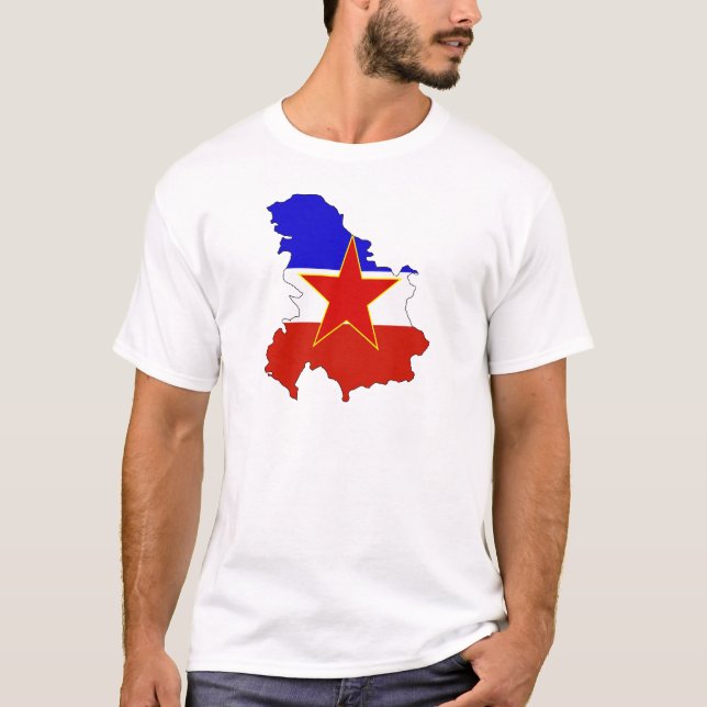 Camiseta Mapa da bandeira de Jugoslávia sem redução (Frente)