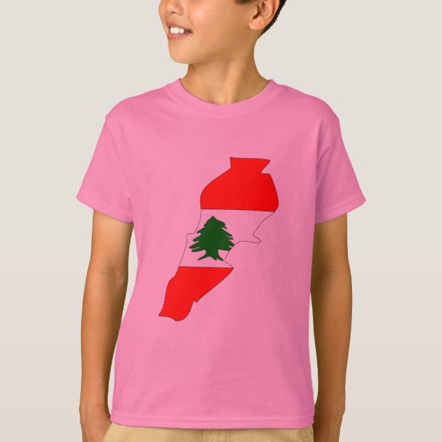 Camiseta Mapa da bandeira de Líbano (Frente)