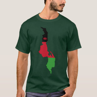 Camiseta Mapa da bandeira de Malawi