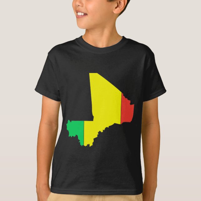 Camiseta Mapa da bandeira de Mali (Frente)