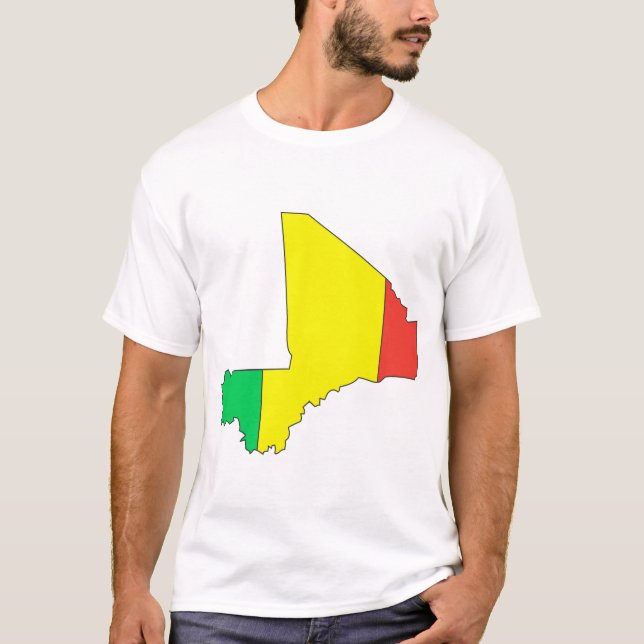 Camiseta Mapa da bandeira de Mali (Frente)