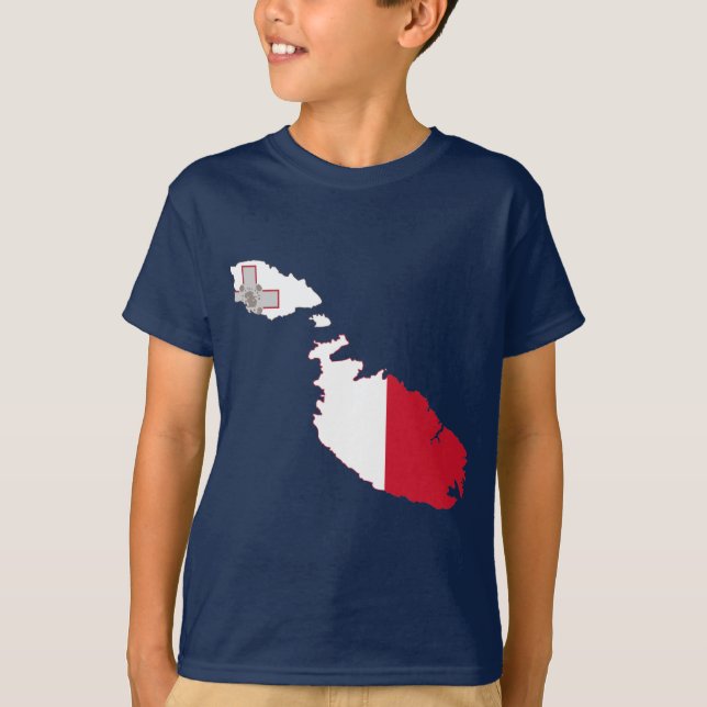 Camiseta Mapa da bandeira de Malta (Frente)