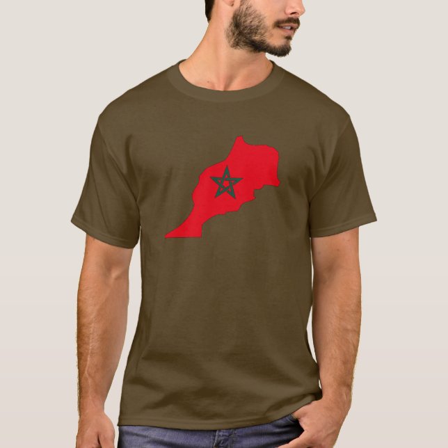 Camiseta Mapa da bandeira de Marrocos (Frente)