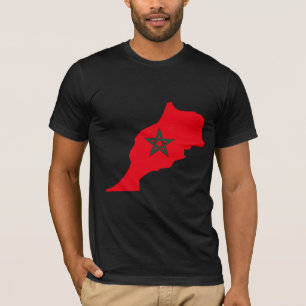 Camiseta Mapa da bandeira de Marrocos sem redução