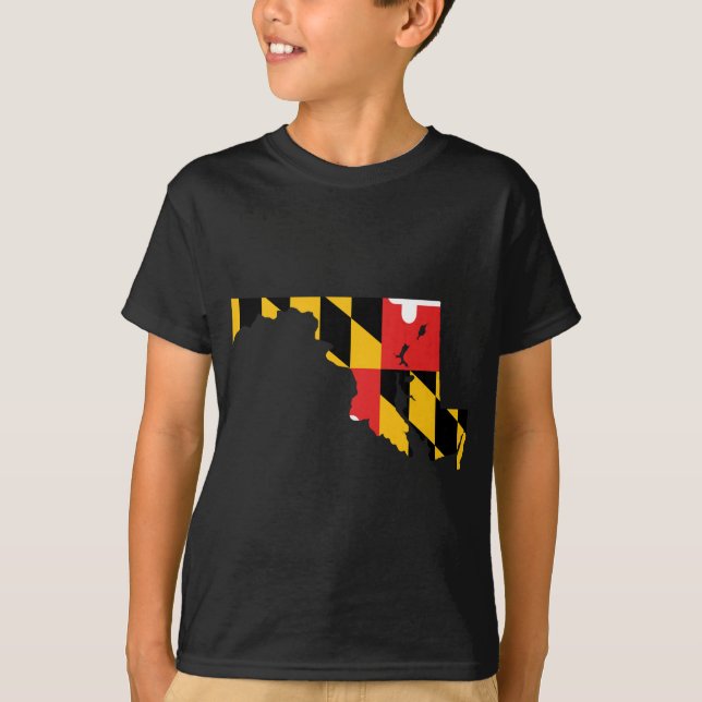 Camiseta Mapa da bandeira de Maryland (Frente)