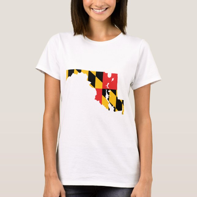 Camiseta Mapa da bandeira de Maryland (Frente)