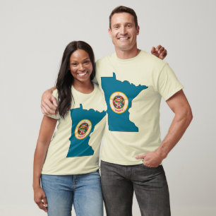 Camiseta Mapa da bandeira de Minnesota