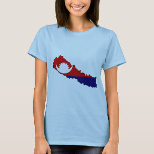 Camiseta Mapa da bandeira de Nepal