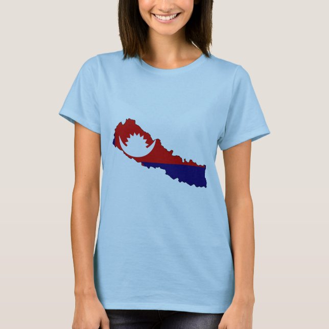 Camiseta Mapa da bandeira de Nepal (Frente)