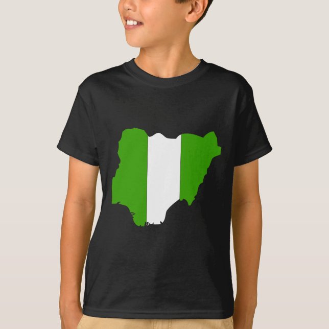 Camiseta Mapa da bandeira de Nigéria (Frente)
