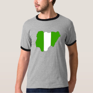 Camiseta Mapa da bandeira de Nigéria sem redução