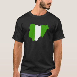Camiseta Mapa da bandeira de Nigéria sem redução