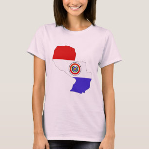 Camiseta Mapa da bandeira de Paraguai